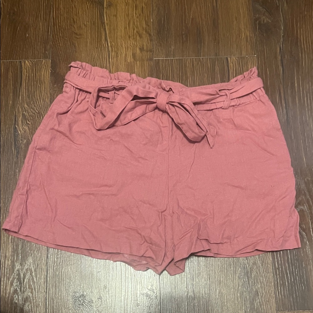High Waist Pink Tie-Waist Shorts